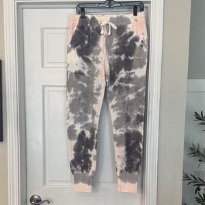 Mono B Pink and Gray Tie-Dye Joggers